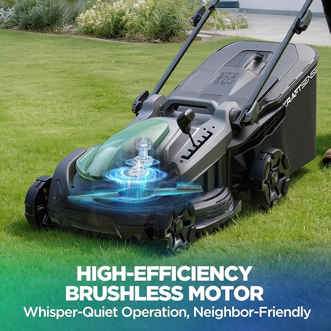 18" Electric Lawn Mower, 40V Self-Propelled Cordless Lawn Mower with 2x5.0Ah Batteries & Charger, Brushless Motor, 2-in-1 Mulching & Bagging, 6-Position Height Adjustment, for Small to Medium Yards