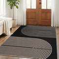 GarveeHome Modern Rainbow Easy Jute 4x6 Area Rug, Indoor Outdoor Reversible Low Pile, Non-Slip & Washable Carpet for Living Room, Bedroom, Kitchen, Sunroom