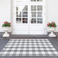 Buffalo Plaid Outdoor Patio Rug 4x6 Feet Buffalo Check Rug Cotton Woven Grey and White Checkered Outdoor Indoor Rug Washable Carpet for Living Room Dining Room Bedroom Farmhouse