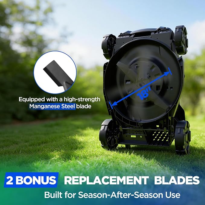 18-Inch 80V Max Brushless Cordless Push Electric Lawn Mower | Includes two batteries and charger; 296Wh total energy and 2-in-1 mowing for routine small-to-