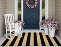 3'x5' Outdoor Rug, Black and Tan Washable Striped Porch Rug Cotton Woven Farmhouse Front Door Mats for Porch/Entryway/Home Entrance Decor/Bedroom/Laundry Room/Patio/Front Door