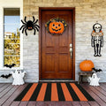 Striped Outdoor Rug 27.5x43 Orange and Black Front Door Mat, Halloween Layering Rug for Porch, Washable Doormat, Cotton Area Rug for Outdoor Entrance Entryway Patio Porch Decor