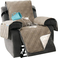 H.VERSAILTEX 100% Waterproof Cover for Recliner Chair 1-Piece Reversible Recliner Covers for Large Recliner with Elastic Straps Sitting Width Up to 28" (Oversized Recliner, Taupe/Beige)