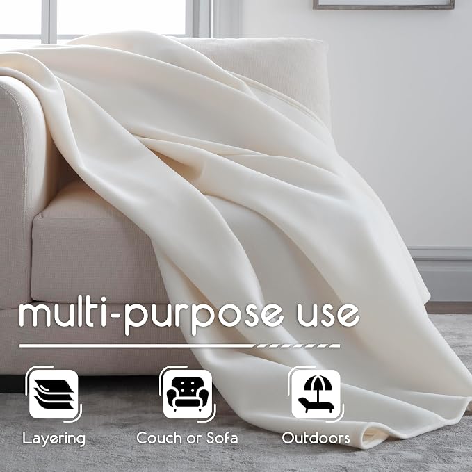 Vellux 1B07039 Original Insulating Core Hotel Style Solid blanket Machine Washable Soft Cozy Warm Pet Friendly Bed Sofa Blankets, King, Ivory