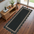 Easy Jute Runner Rug 2x5, Black Indoor Outdoor Carpet, Washable Non-Slip Floor Mat for Entryway Hallway Kitchen Porch