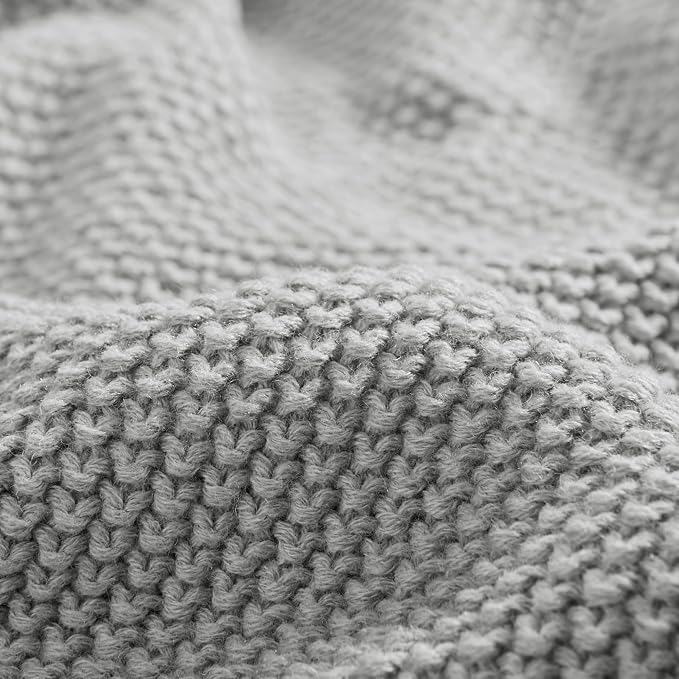 INK+IVY Bree Knit All Season Blanket Lightweight for Summer, Twin, Grey | Ultra Soft, Acrylic, Breathable Fabric for Bed or Couch, OEKO-TEX Certified