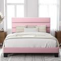 Allewie Full Size Platform Bed Frame with Velvet Upholstered Headboard Pink | Wooden Slats Support, Fully Upholstered Mattress Foundation, No Box Spring Needed, Easy Assembly, Noise-Free, Pink