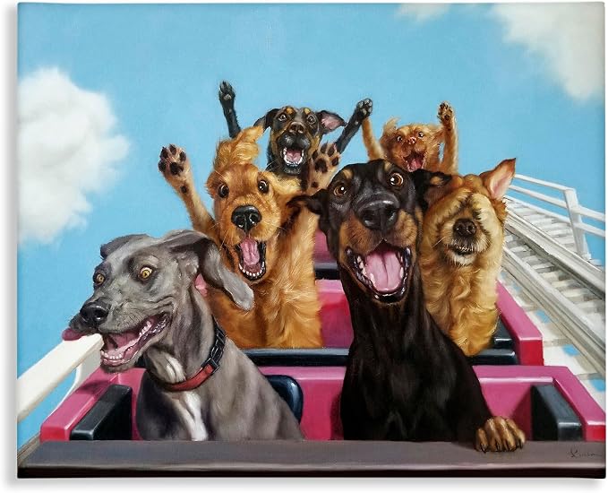 Stupell Industries Dogs Riding Roller Coaster Funny Amusement Park 16x20, Gallery Wrapped Canvas | Stupell Industries · By Lucia Heffernan · Ready to hang · Novelty gift for pet lovers · Made in USA