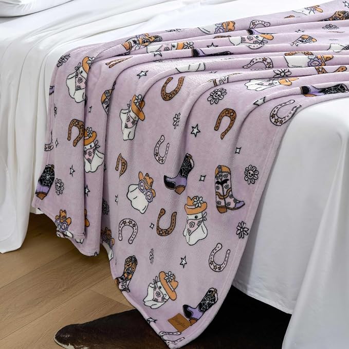 Wrangler - Throw Blanket, 50 x 70, Ultra-Soft Printed Plush Blanket for Bed & Couch, Cozy Decorative Throw, Cute Ghosts Purple