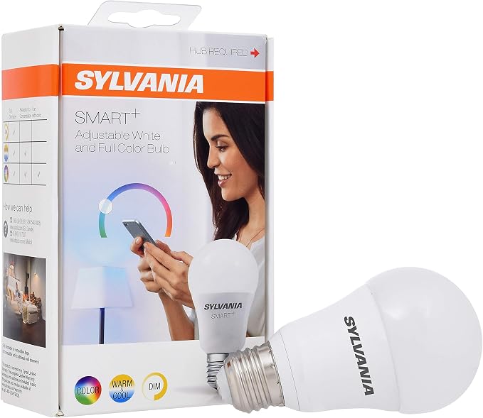 SYLVANIA SMART+ ZigBee Full Color and Tunable White A19 LED Bulb, Works with SmartThings, Wink, and Amazon Echo Plus, Hub Needed for Amazon Alexa and Google Assistant, 1 Count (Pack of 1) , Full Color