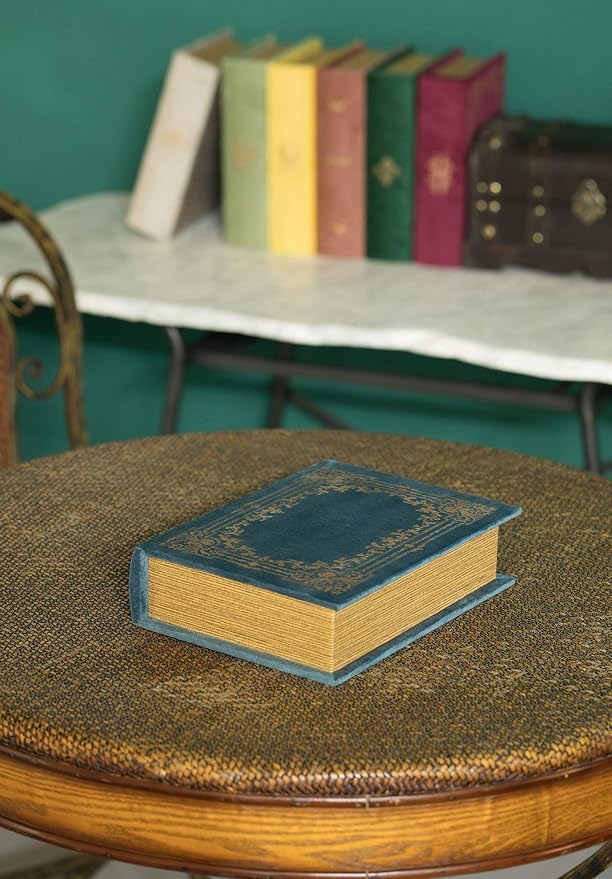 Vintiquewise Decorative Vintage Book Shaped Trinket Storage Box - Blue