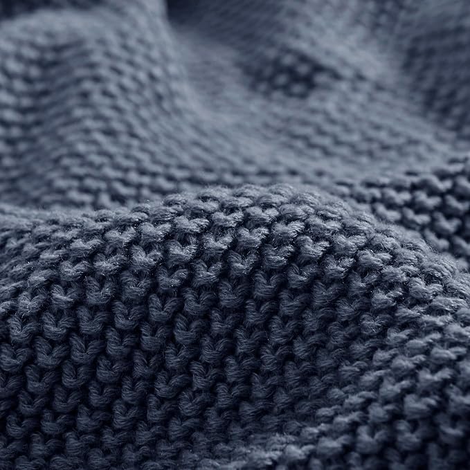INK+IVY Bree Knit All Season Throw Blanket for Sofa, 50 x 60, Indigo | Ultra Soft, Acrylic, Lightweight, OEKO-TEX Certified