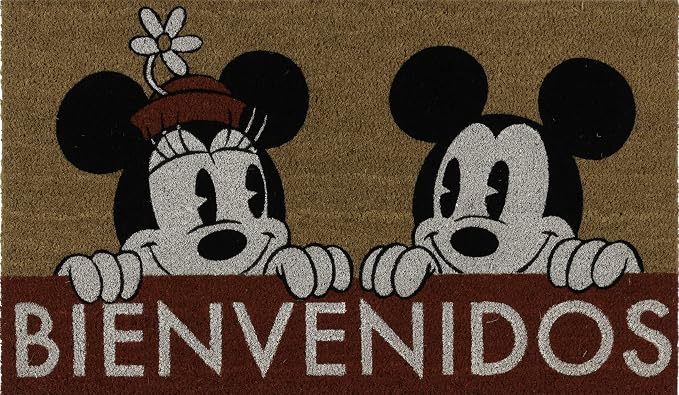 Gertmenian Disney Mickey Mouse Coir Doormat - 2x3 Welcome Mat (2-Pack), Ideal for High Traffic Areas in Front Door, Garage, Entryway - Mickey Bienvenidos/Hola, 47322