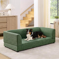 56.5" Dog Sofa Couch for Medium and Large Dogs with Backrest and Armrest, Memory Foam Dog Sofa Bed, Modern Elevated Pet Couch Bed with Legs for Dogs, Green