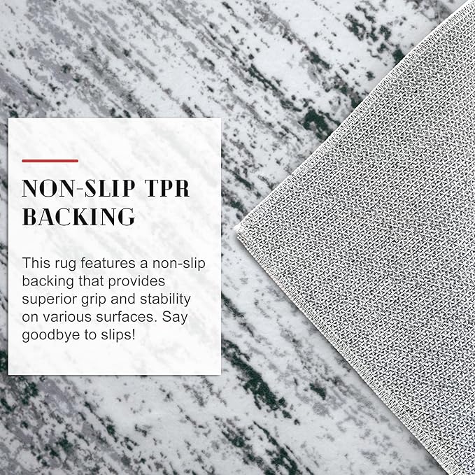 Lansny Modern Abstract Small Area Rug Indoor 3x5 Washable Rug Non-Slip Soft Entryway Rug Black Gray White Kitchen Mats Thin Print Faux Wool Floor Carpet Throw Rugs for Entrance Bedroom Home Decor