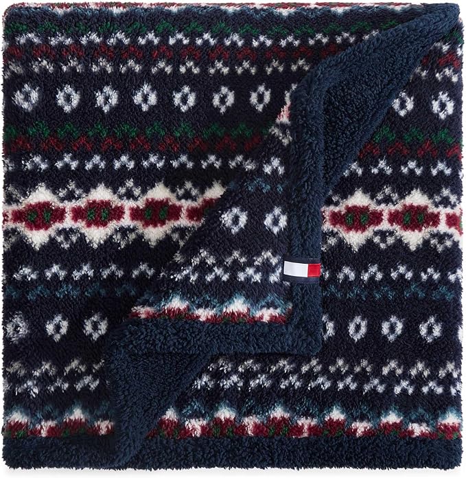 Tommy Hilfiger - Reversible Sherpa Throw Blanket, Cozy Soft Blanket