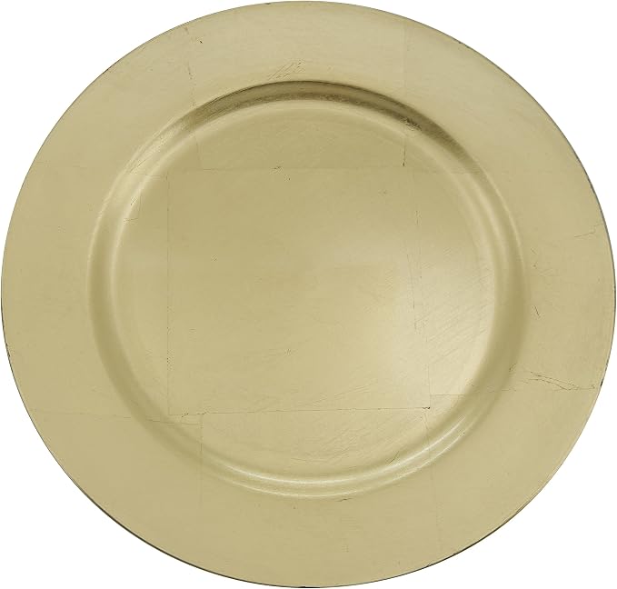 SARO LIFESTYLE Decorative Charger Plates, 13” Round Plastic Charger Plates, Set of 4 – Elegant Table Décor for Events, Weddings & Home Dining, Gold