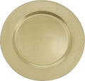 SARO LIFESTYLE Decorative Charger Plates, 13” Round Plastic Charger Plates, Set of 4 – Elegant Table Décor for Events, Weddings & Home Dining, Gold