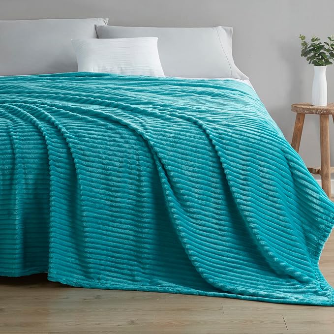 Nestl Blue Throw Blanket for Couch - Cozy Warm Fuzzy Blankets for Women, Plush Small Fleece Throws for Girls - Teal Blue, 50 x 60 Inches
