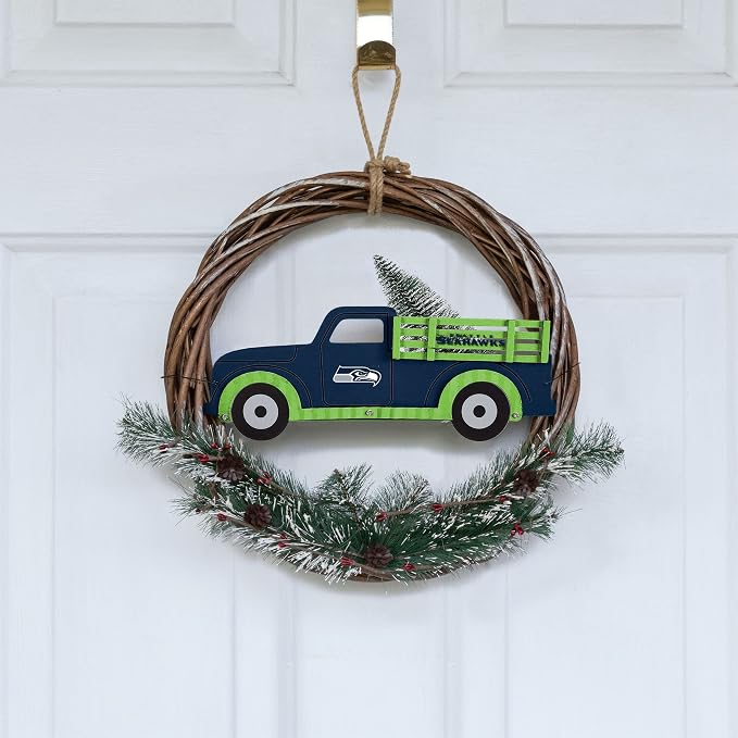 FOCO NFL Unisex-Adult NFL Team Logo Holiday Wreath with Truck