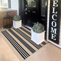 KILOCOCO Striped Rug 3x5 ft Washable Front Door Outdoor Rug, Brown Black | Cotton Layered Doormats, Washable Front Porch Rug, Woven Low Pile Welcome Mat for Kitchen Entryway Farmhouse Patio