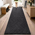 PURRUGS Dirt Trapping Door Mat 24" x 84", Non-Slip Machine Washable Entry Rug, Dog Doormat, Indoor Front Door Mat, Super Absorbent Entryway Rug for Muddy Shoes & Paws, Black