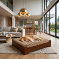 Elevated Wooden Dog Bed with Foam Mattress, Walnut, X-Large | Raised Dog Bed with Washable Cover and Supportive Foam Mattress, Crafted for Large Dogs and Modern Homes