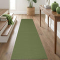 IOHOUZE Washable Runner Rug 2x8 Non Slip Rubber Backed Hallway Runner Entryway Runner Indoor, Kitchen Rugs Woven Cotton Floor Carpet for Kitchen Hall Entrance Bedroom, Olive Green/Earthy Green