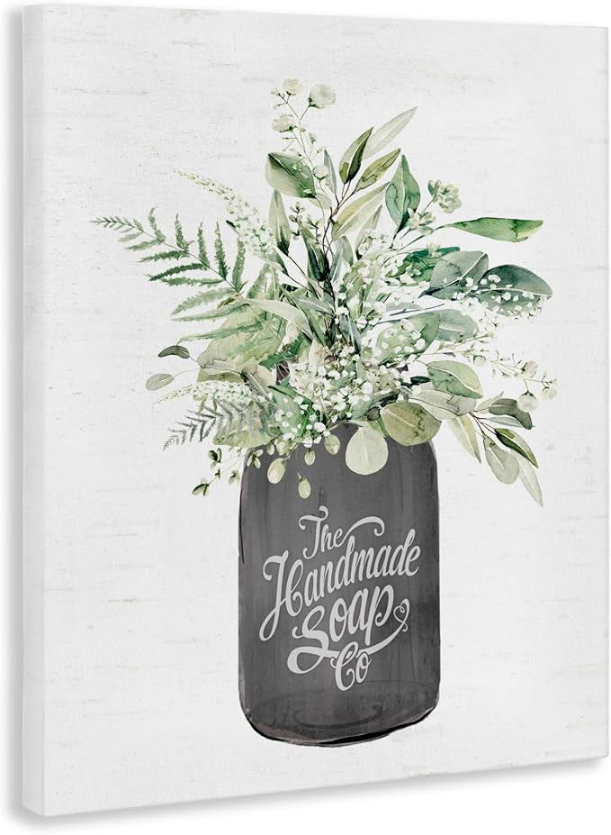 Handmade Soap Botanicals Floral, 24 x 30 Inch Canvas Wall Art | Stupell Industries · By Lettered and Lined · Ready to hang · Bathroom to bedroom accent · Made in USA