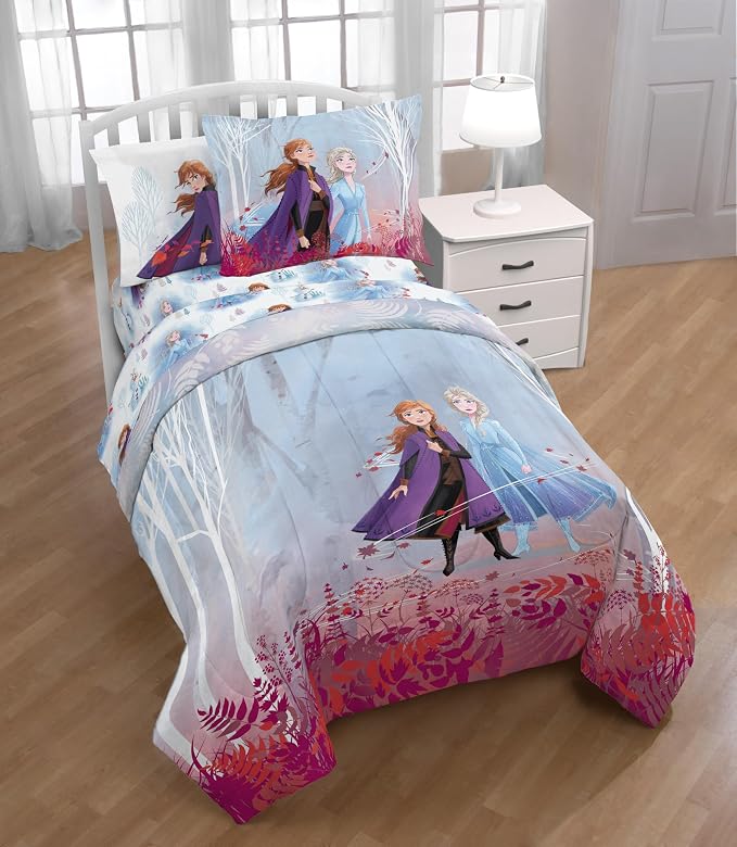 Disney Frozen 2 Forest Spirit 5 Piece Twin Bed Set - Includes Reversible Comforter & Sheet Set - Bedding Features Elsa & Anna - Super Soft Fade Resistant Microfiber - (Official Disney Product) | Bed in a Bag, Comforter Sheets Sham Pillowcase, Official ...