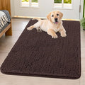 Smiry Dog Door Mat for Muddy Paws 40x32, Absorbent Dirt Trapper, Non-Slip Washable Chenille Entryway Rug for Inside Floor, Brown, Classic Solid