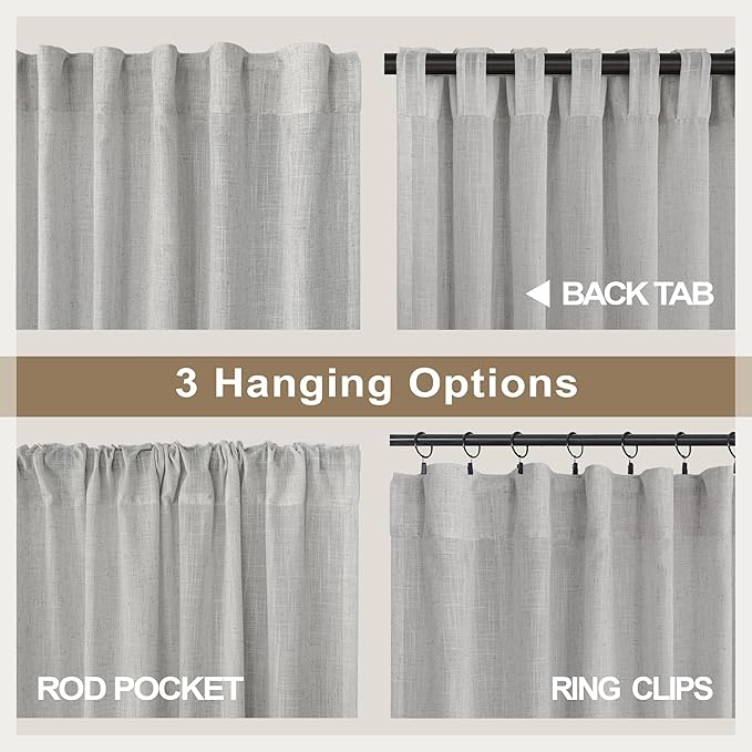Grey Linen Curtains 63 Inch Length - Image 5