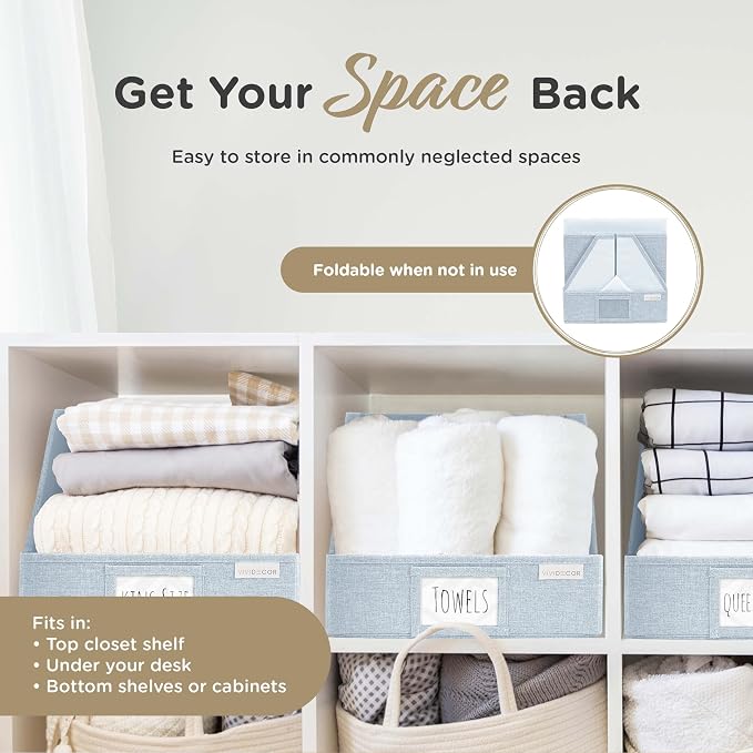 VIVIDECOR Open Front Trapezoid Closet Bins, Closet Storage Organizer for Shelves
