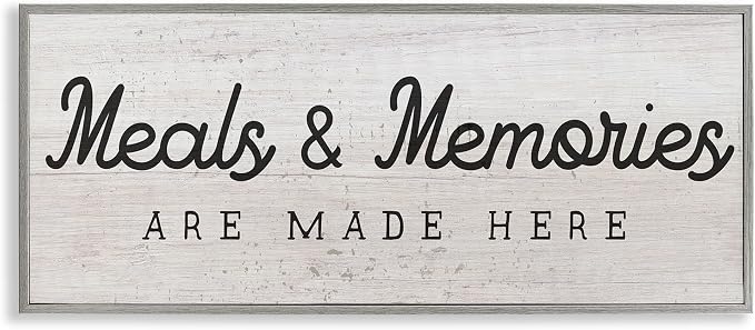 Meals and Memories Kitchen Sign, 10 x 24 Inch Framed Giclée Print | Stupell Industries · By Lil' Rue · Ready to hang · Rustic charm for kitchen or dining room · Made in USA