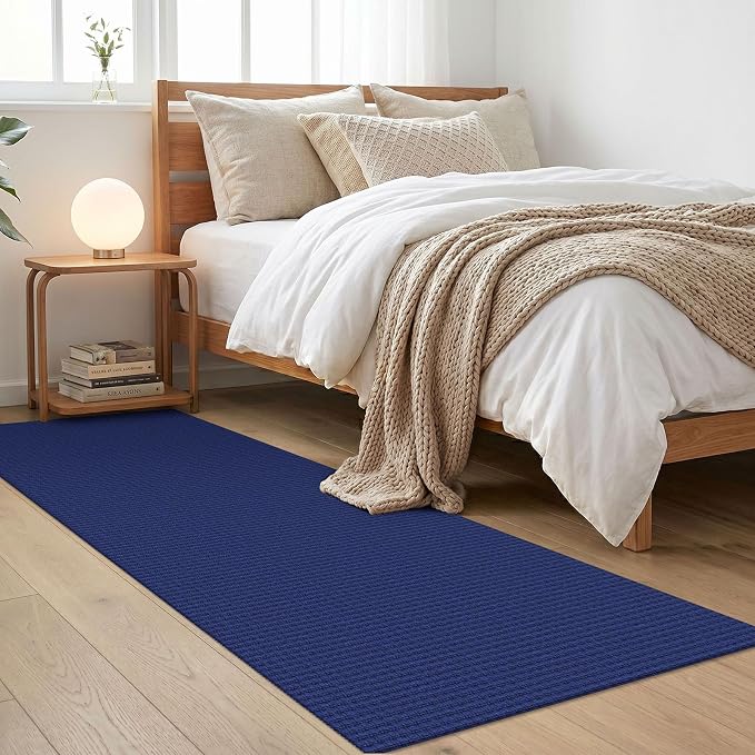 IOHOUZE Washable Runner Rug 2x6 Non Slip Runners for Hallways Entryway Runner Indoor, Kitchen Rugs Woven Cotton Floor Carpet for Kitchen Hall Entrance Bedroom, Royal Blue/Navy