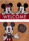 Gertmenian Disney Mickey Mouse Coir Doormat - 2x3 Welcome Mat (2-Pack), Ideal for High Traffic Areas in Front Door, Garage, Entryway - Retro Mickey & Minnie, Multi, 47320
