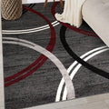 Rugshop Wavy Circles Modern Non-Shedding Living Room Area Rug Red 3'3" x 5' | Rectangular, Size 3'3" x 5', Bedroom, Dining Room, Home Office, Kitchen, Entryway, Hallway, Nursery, Kids Room, Guest Room