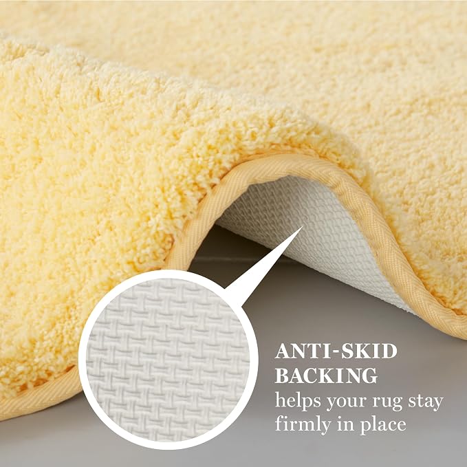 MARTHA STEWART Drylon Microfiber Bath Rug - 1 Piece, Ultra Soft Plush, Non-Slip, Thick, Washable Bathroom Rugs, Home Decor Accessories, Household Essentials, Small Bath Mat, 17" x 24", Yellow