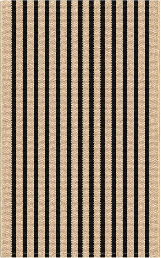 KOZYFLY Brown and Black Striped Porch Rug 27.5x43 Inches Area Rug Washable Outdoor Doormat Front Door Mat Cotton Striped Indoor Outdoor Rugsfor Front Door Kitchen Entryway Patio Porch