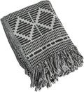 Bloomingville Soft Recycled Cotton Blend Throw with Diamond Pattern, Green and Beige