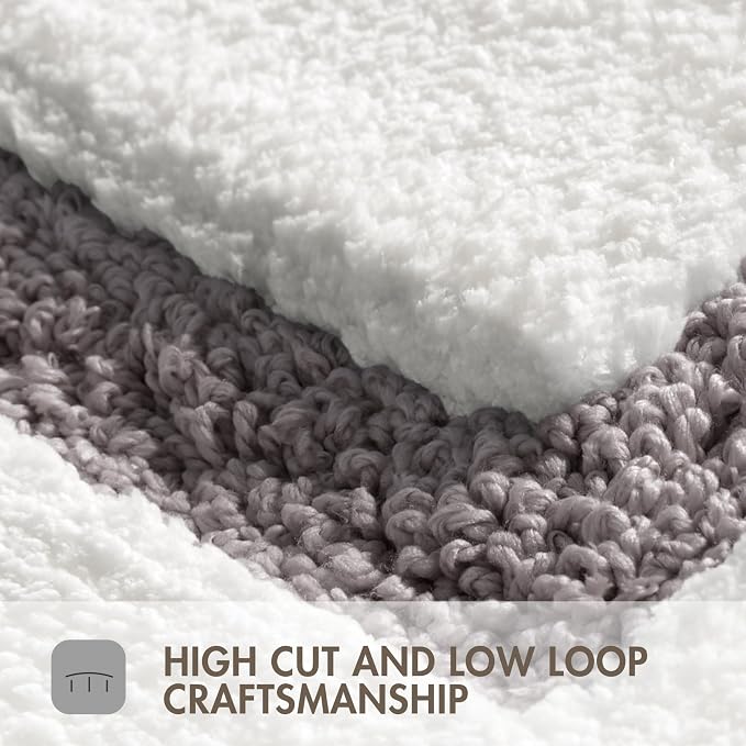 Madison Park Roan Border Tufted Bath Rug Non-Slip Absorbent, 24 x 48, Grey | Microfiber, Soft Pile, Machine Washable, OEKO-TEX Certified, Plush Bathroom Mat, Non Slip TPR Backing