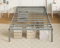 Allewie Twin Bed Frame, 14 inch Metal Beds with Storage Space, Grey | Heavy-Duty Metal Platform Beds, Large Under-Bed Storage Space, No Box Spring Needed, Easy Assembly