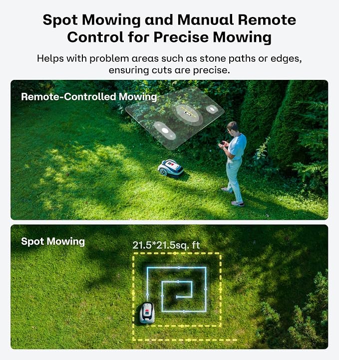 Raccoon 2 SE Wire Free Robot Lawn Mower, No RTK for Max. 0.15 Acre Lawn Area, 1.18"–3.15” Cutting Height, Intelligent AI Robotic Lawn Mower with 5Ah Fast-Charging Battery Robot Mower for Small Lawns