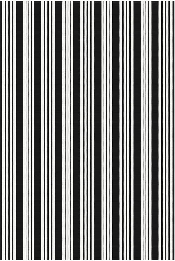 KOZYFLY Black White Rug 5x7 ft Area Rug Woven Washable Striped Rugs Cotton Farmhouse Indoor Outdoor Rugs for Living Room Bedroom Entryway Porch Patio Carpet