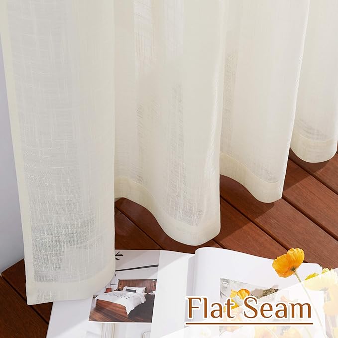 NICETOWN Faux Linen Sheer Curtains 80 inch Length - Image 8