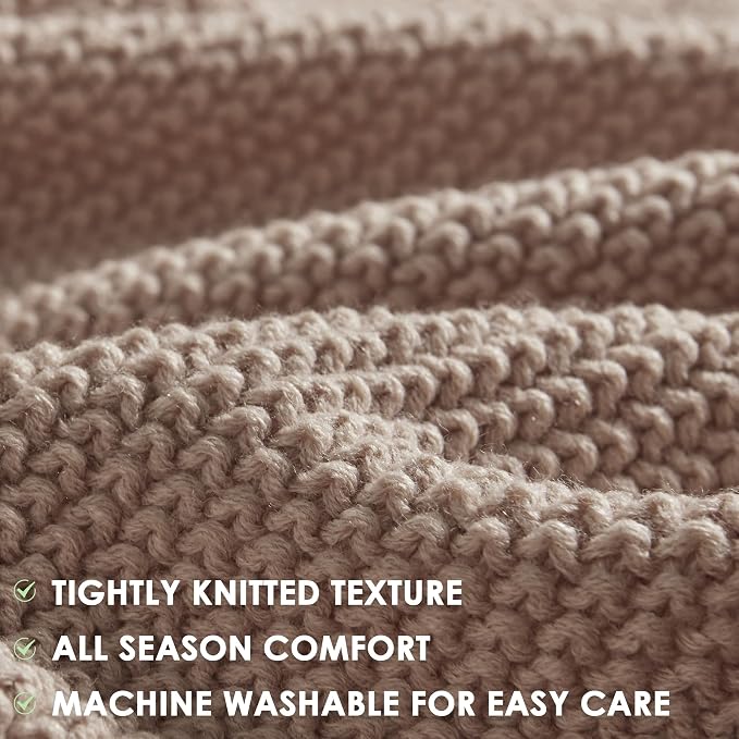 INK+IVY Bree Knit All Season Throw Blanket for Sofa, 50 x 60, Brown | Ultra Soft, Acrylic, Lightweight, OEKO-TEX Certified
