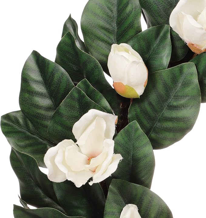 24" Artificial Magnolia Floral Spring Wreath with Green Leaves