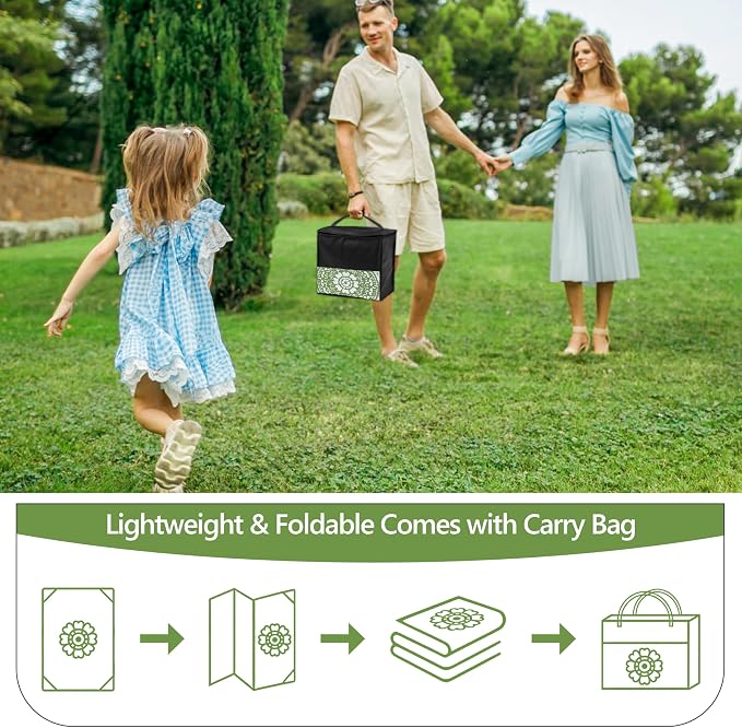 Round Outdoor Rugs for Patios, 8Ft Waterproof Reversible Plastic Straw Mat with Carry Bags, Boho Lightweight Outdoor Carpet Portable Round Floor Mat for Patio Camping Picnic Backyard RV,Green & White