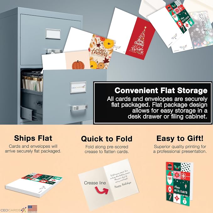 25 Happy Birthday Cards with Envelopes for Business, Family (Variety Set) | 5 Designs, Bulk 25 Pack, Birthday Greeting Card Set, 5x7 in, A7, Office, Employees, Work, Coworker, Client, Team, USA, VP2410