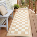 Vasofe 2x6 Runner Rug for Hallway, Checkered Jute Runner Rugs, Washable Rug | Outdoor Indoor Patio Porch Balcony Bedroom Kitchen Laundry Geometric Mat, Non Slip Plaid Farmhouse Carpet, Khaki and White